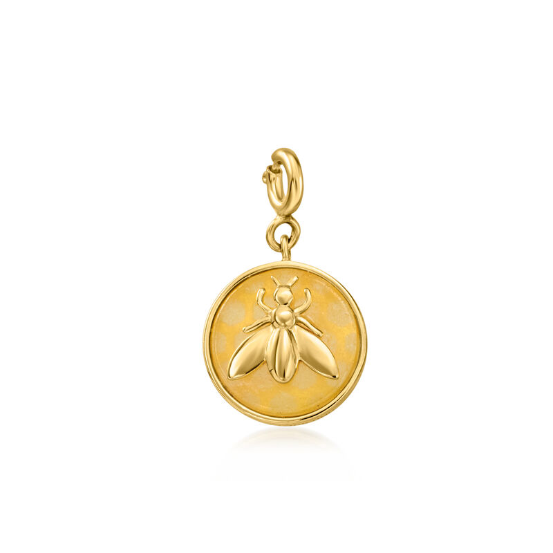 Yellow Jade Bumblebee Charm in 18kt Gold Over Sterling. Charm image number 0