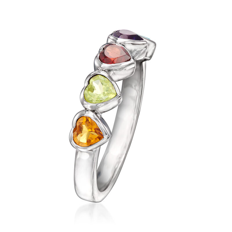 .80 ct. t.w. Multi-Gemstone Heart Ring in Sterling Silver image number 2