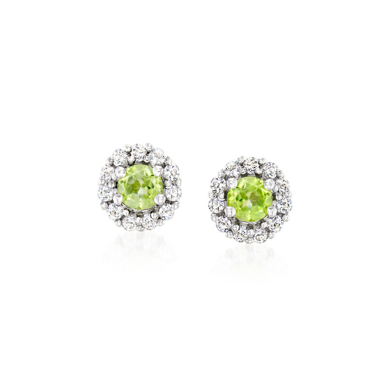 .90 ct. t.w. Peridot and .90 ct. t.w. White Topaz Jewelry Set: Earrings and Pendant Necklace in Sterling Silver. 18" image number 4