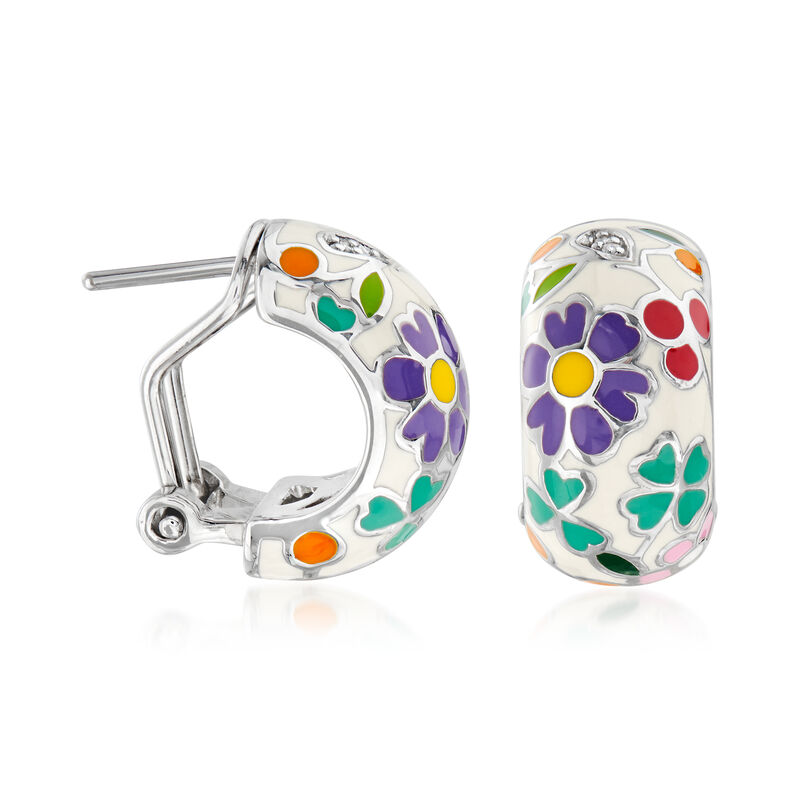 Belle Etoile &quot;Flower Garden&quot; Enamel Drop Earrings in Sterling Silver  image number 2