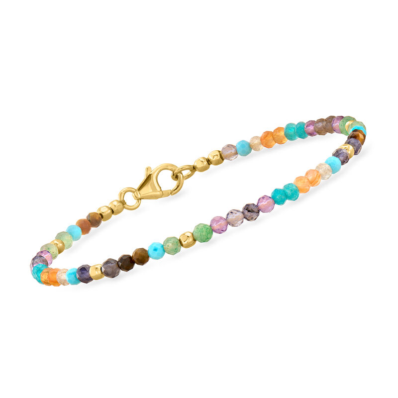 Multi-Gemstone Bead Bracelet in 18kt Gold Over Sterling image number 0
