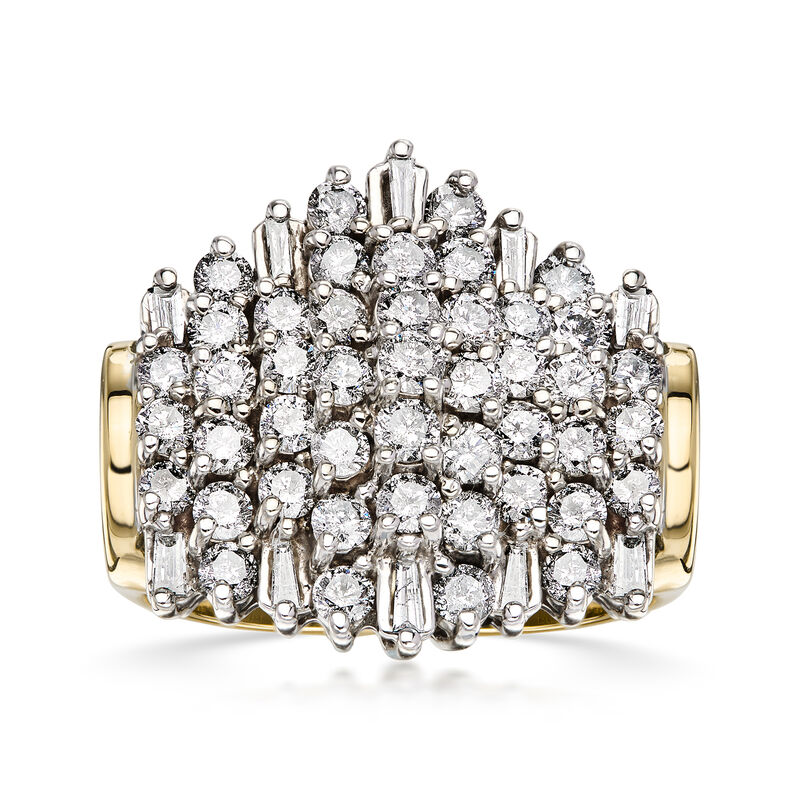 C. 1980 Vintage 2.75 ct. t.w. Diamond Cluster Ring in 10kt Yellow Gold. Size 7 image number 0
