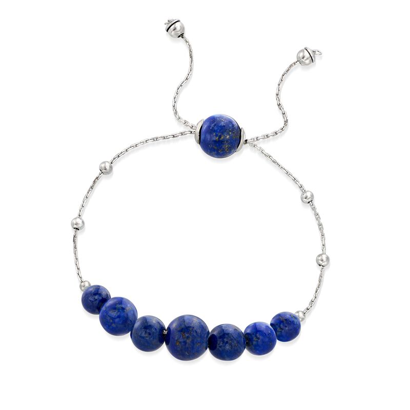 Graduated Lapis Bead Bolo Bracelet in Sterling Silver image number 2