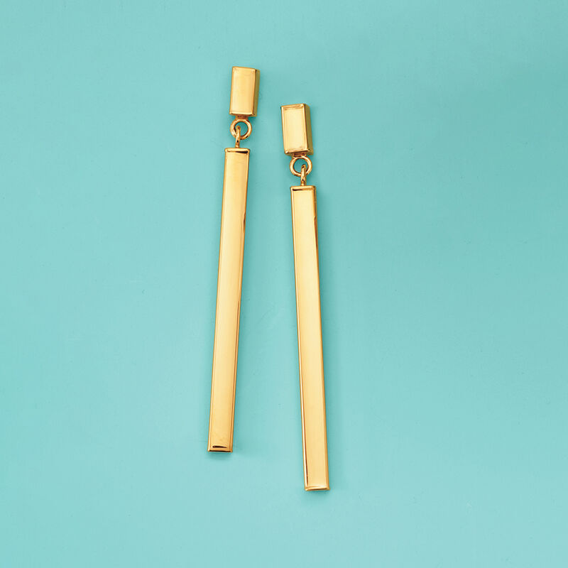 Italian 18kt Yellow Gold Linear Drop Earrings image number 4