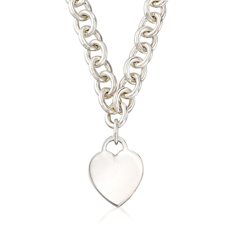 C. 2000 Vintage Tiffany Jewelry Sterling Silver Heart Tag Charm Necklace image number 0