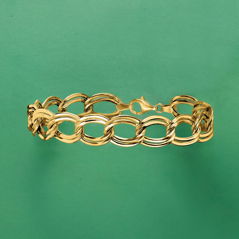 14kt Yellow Gold Double-Oval Link Bracelet image number 3