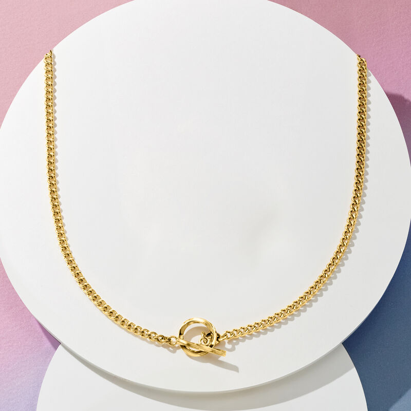 Italian 18kt Gold Vermeil Curb-Link Toggle Necklace image number 2