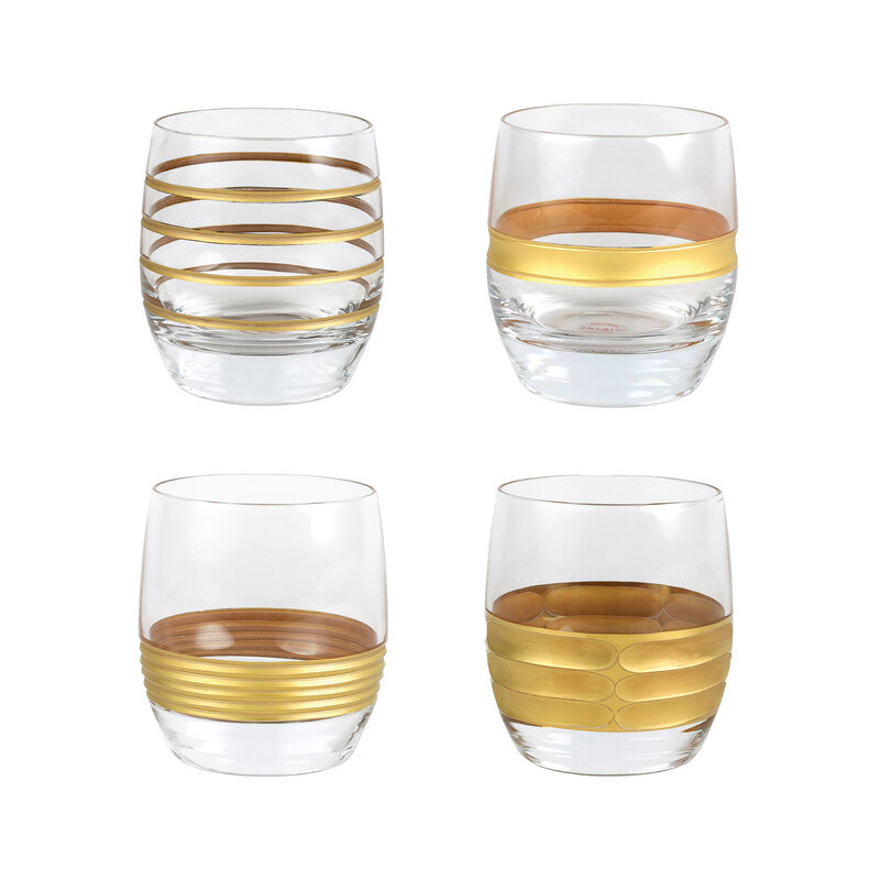 Vietri &quot;Raffaello&quot; Set of 4 Assorted Double Old-Fashioned Glasses from Italy image number 0