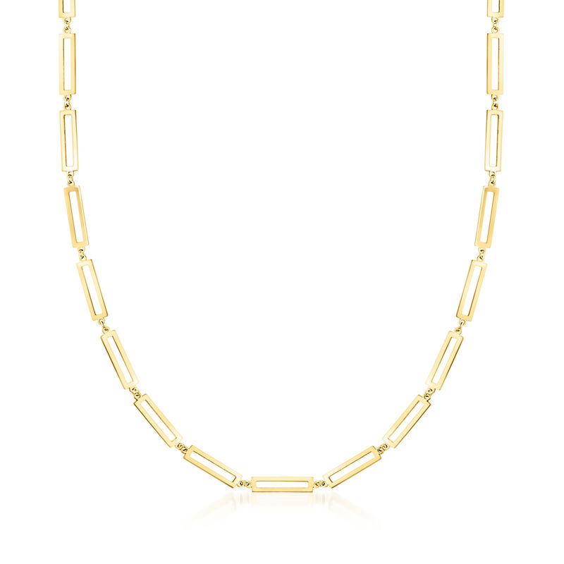 14kt Yellow Gold Rectangular-Link Necklace. 18&quot; image number 0