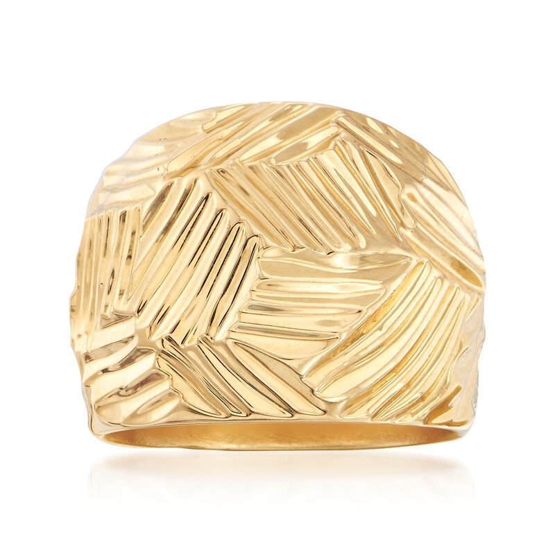 Italian Andiamo 14kt Yellow Gold Geometric Textured Dome Ring image number 0