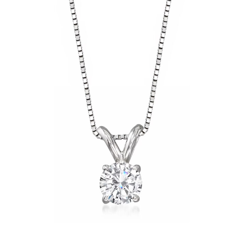 .50 Carat Diamond Solitaire Necklace in 14kt White Gold. 18&quot; image number 0