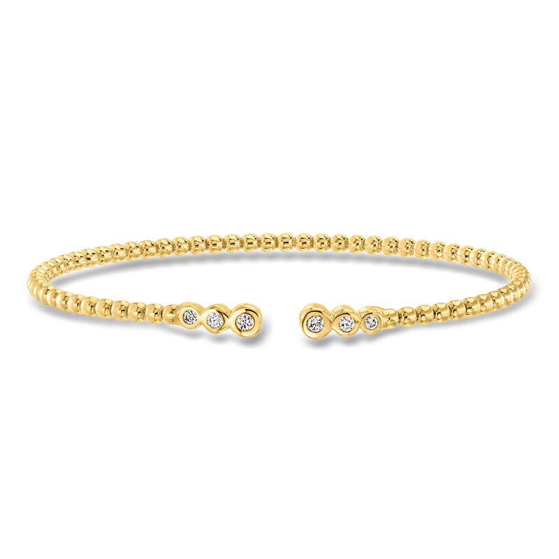 .15 ct. t.w. Lab-Grown Diamond Beaded Cuff Bracelet in 18kt Gold Over Sterling image number 0