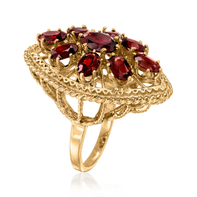C. 1980 Vintage 6.40 ct. t.w. Garnet Ring in 14kt Yellow Gold. Size 7 image number 2