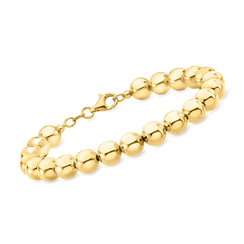Italian 8mm 18kt Gold Over Sterling Bead Bracelet image number 0