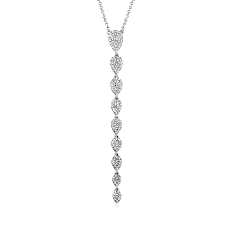 .51 ct. t.w. Pave Diamond Linear Drop Necklace in 18kt White Gold image number 0