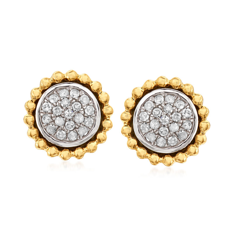 .25 ct. t.w. Diamond Cluster Earrings in 14kt Yellow Gold and Sterling Silver image number 0