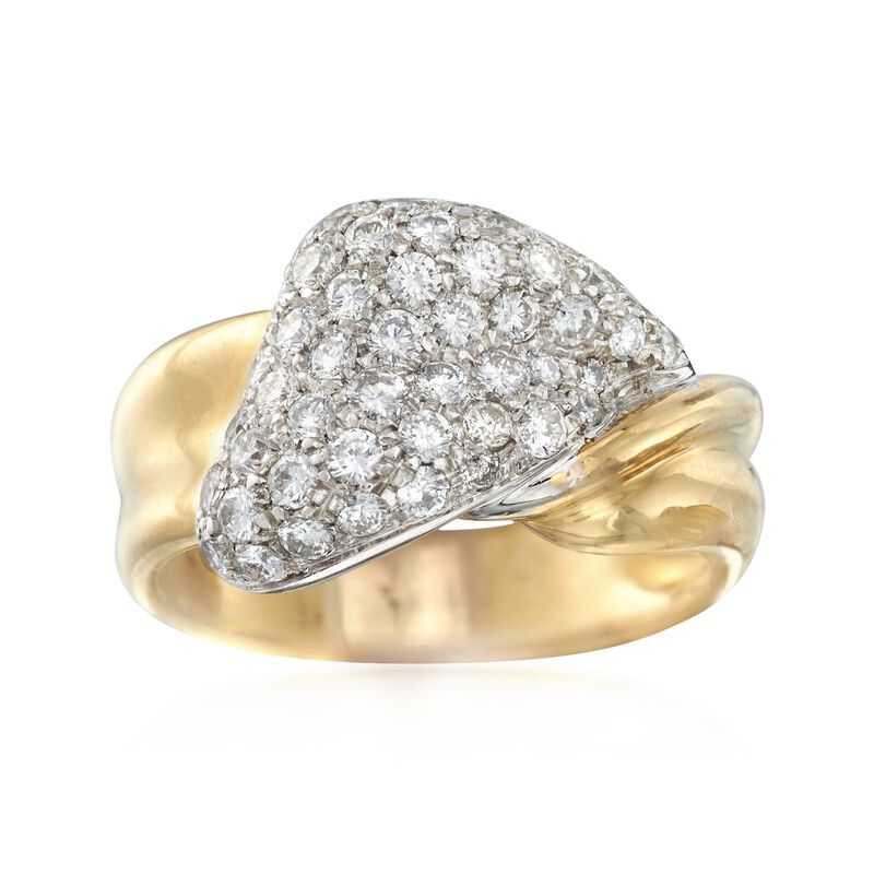 C. 1990 Vintage 1.20 ct. t.w. Pave Diamond Twist Ring in 18kt Yellow Gold. Size 8 image number 0