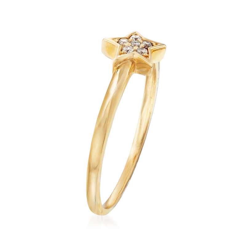 C. 1990 Vintage 14kt Yellow Gold Star Ring with Diamond Accents. Size 7 image number 2