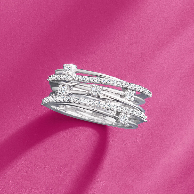 .50 ct. t.w. Diamond Highway Station Ring in Sterling Silver image number 3