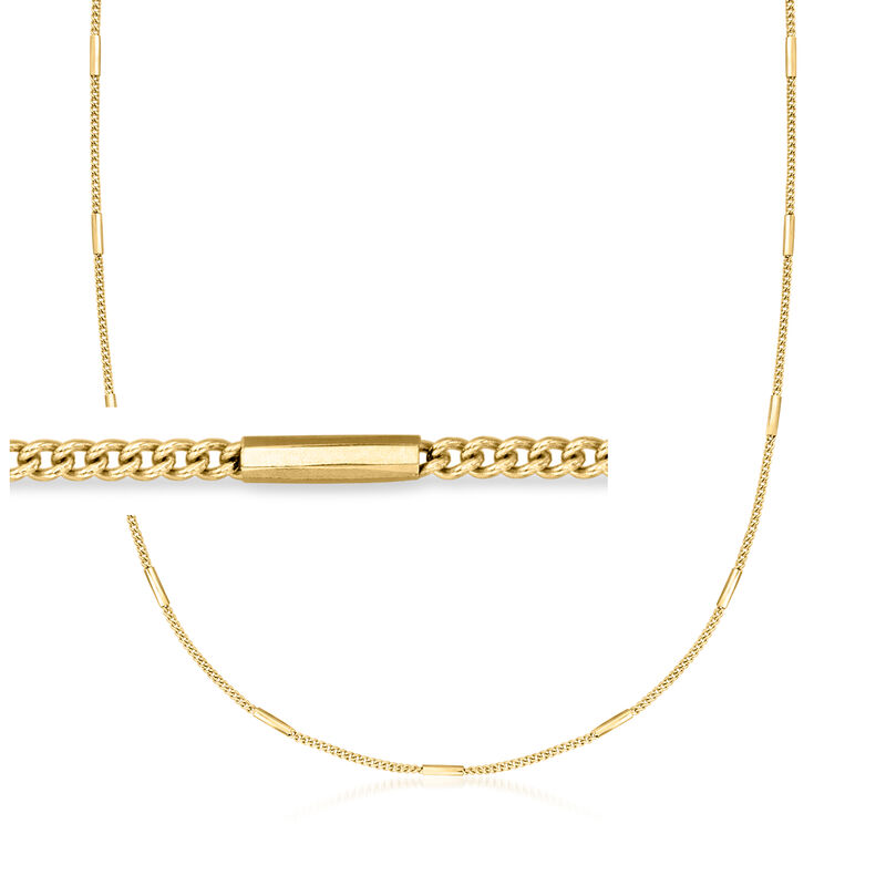 Italian 18kt Gold Vermeil Bar and Curb-Link Station Necklace. 16&quot; image number 1