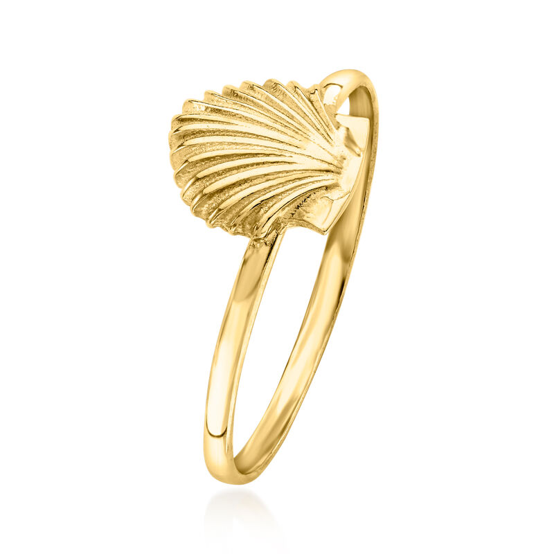 10kt Yellow Gold Scallop Sea Shell Ring image number 2