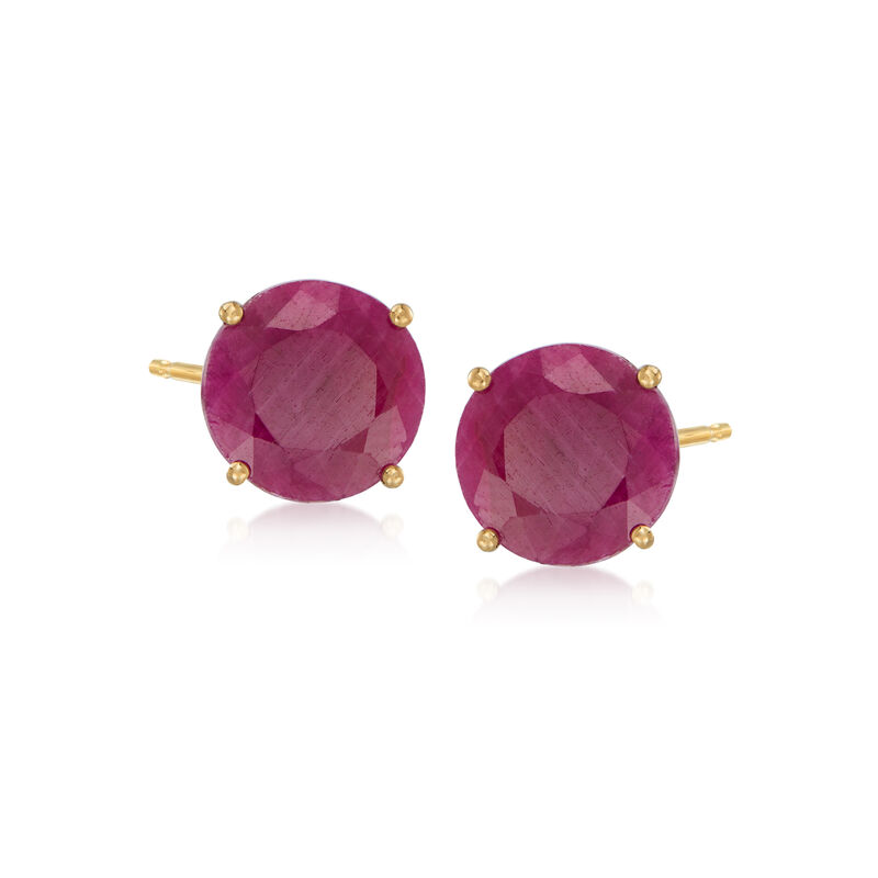 6.50 ct. t.w. Ruby Stud Earrings in 14kt Yellow Gold image number 0