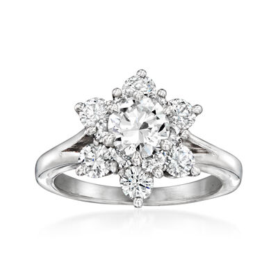 C. 1980 Vintage 1.75 ct. t.w. Diamond Flower Ring in 14kt White Gold