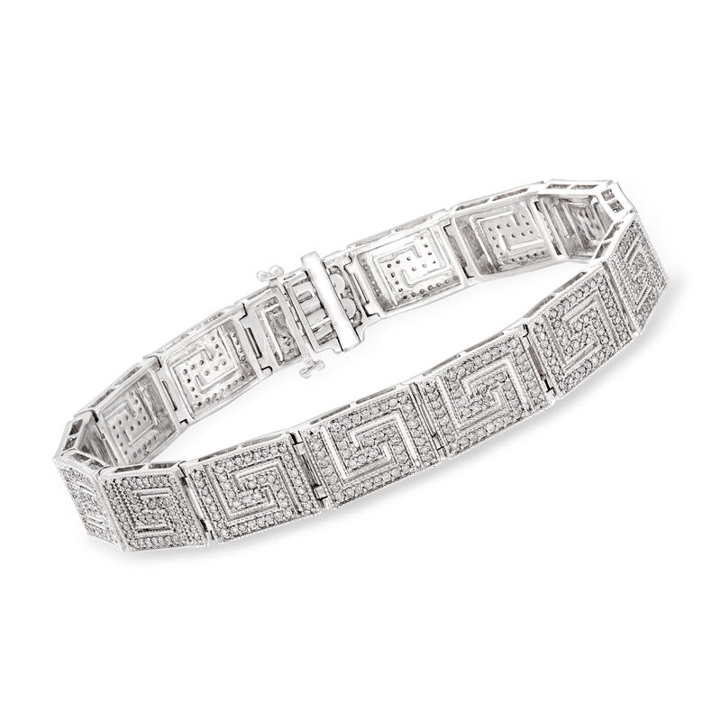 2.00 ct. t.w. Diamond Greek Key Bracelet in Sterling Silver image number 0