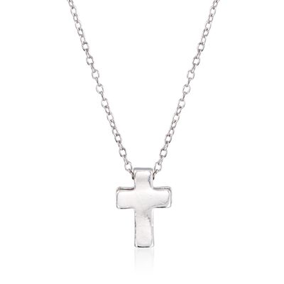 Sterling Silver Polished Cross Pendant Necklace