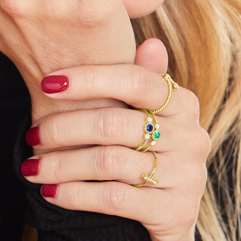 Diamond Bar Ring in 14kt Yellow Gold image number 4