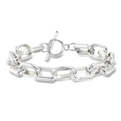 Sterling Silver-Plated Link Toggle Bracelet