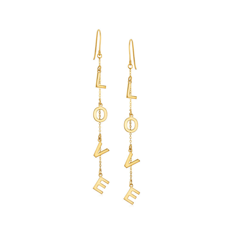 14kt Yellow Gold &quot;Love&quot; Drop Earrings image number 0