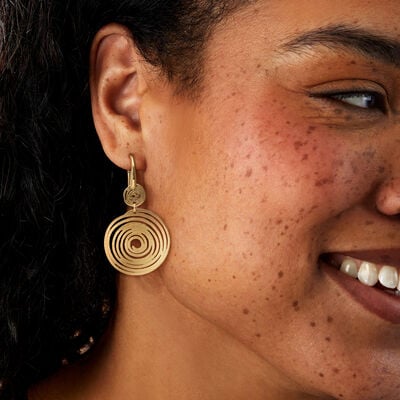 Italian 18kt Gold Over Sterling Spiral Drop Earrings