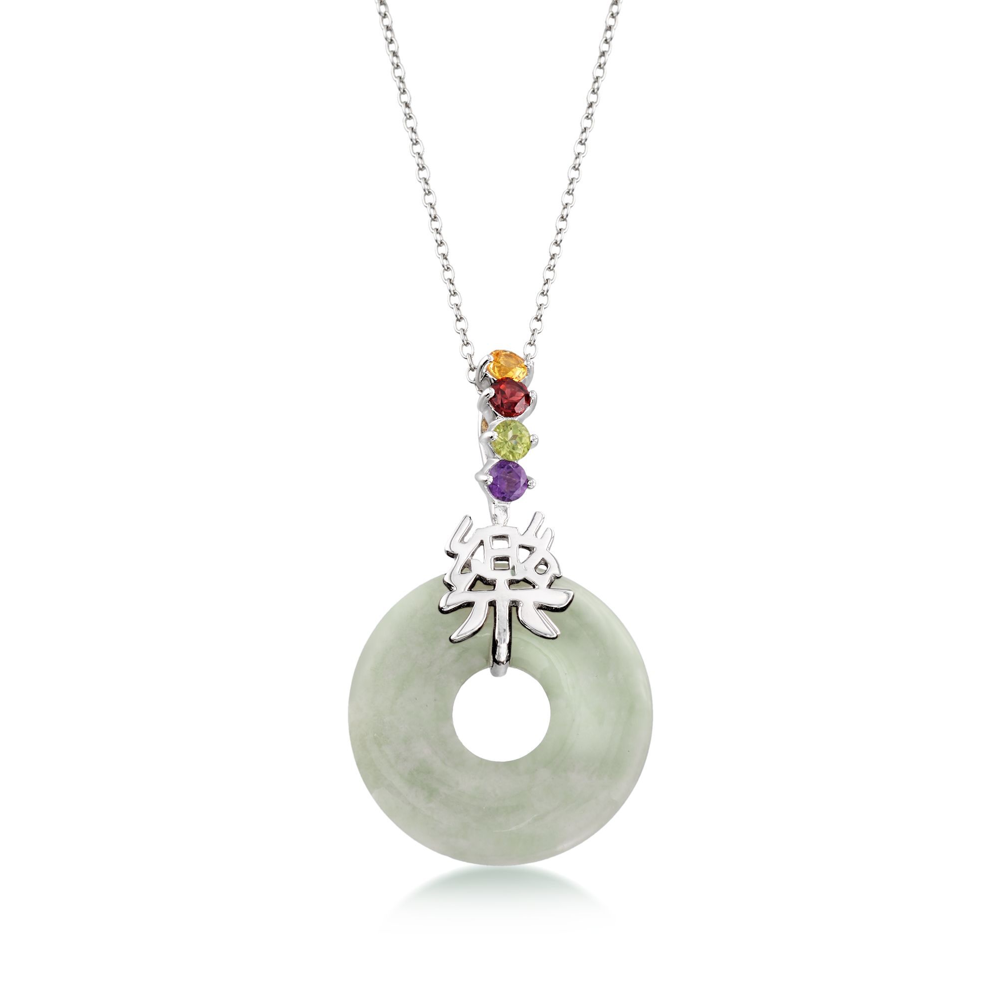 Green Jade and .36 ct. t.w. Multi-Stone 