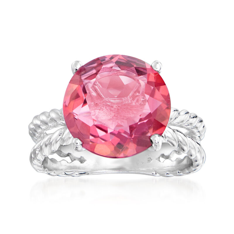 4.90 Carat Pink Mystic Quartz Ring in Sterling Silver image number 0