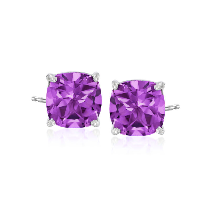 4.90 ct. t.w. Amethyst Stud Earrings in Sterling Silver image number 0