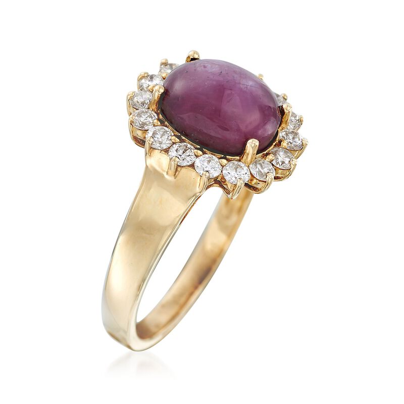 5.00 Carat Ruby and .56 ct. t.w. Diamond Ring in 14kt Yellow Gold image number 2