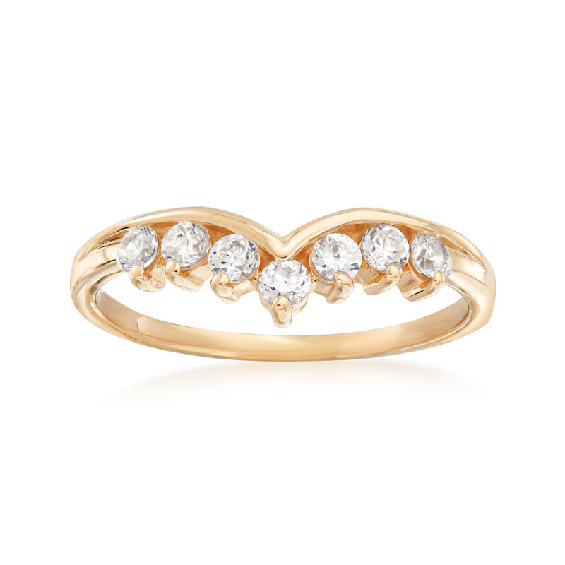 C. 1990 Vintage .42 ct. t.w. CZ V-Shaped Ring in 14kt Yellow Gold. Size 8 image number 0