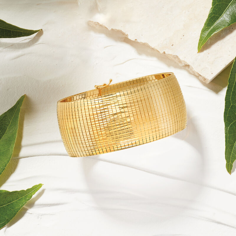 Italian 18kt Gold Over Sterling Diamond-Cut and Polished Omega Bracelet image number 3