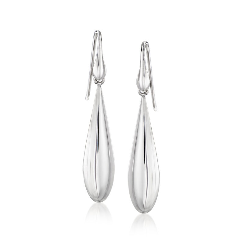 Italian Sterling Silver Teardrop Jewelry Set: Necklace and Drop Earrings. 18&quot; image number 4