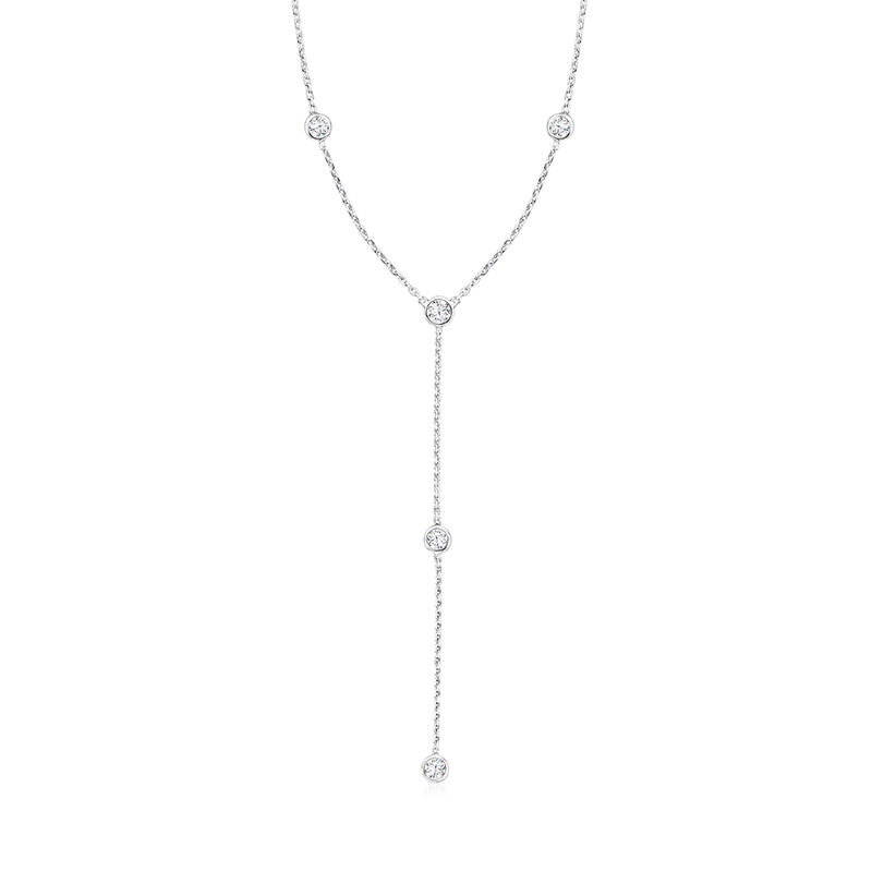 .50 ct. t.w. Diamond Station Y-Necklace in Sterling Silver. 16&quot; image number 1
