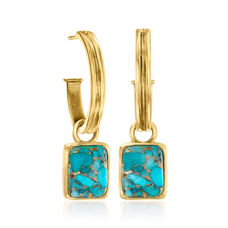 18kt Gold Over Sterling Hoop Earrings with Three Pairs of Interchangeable Multi-Gemstone Drops  image number 2