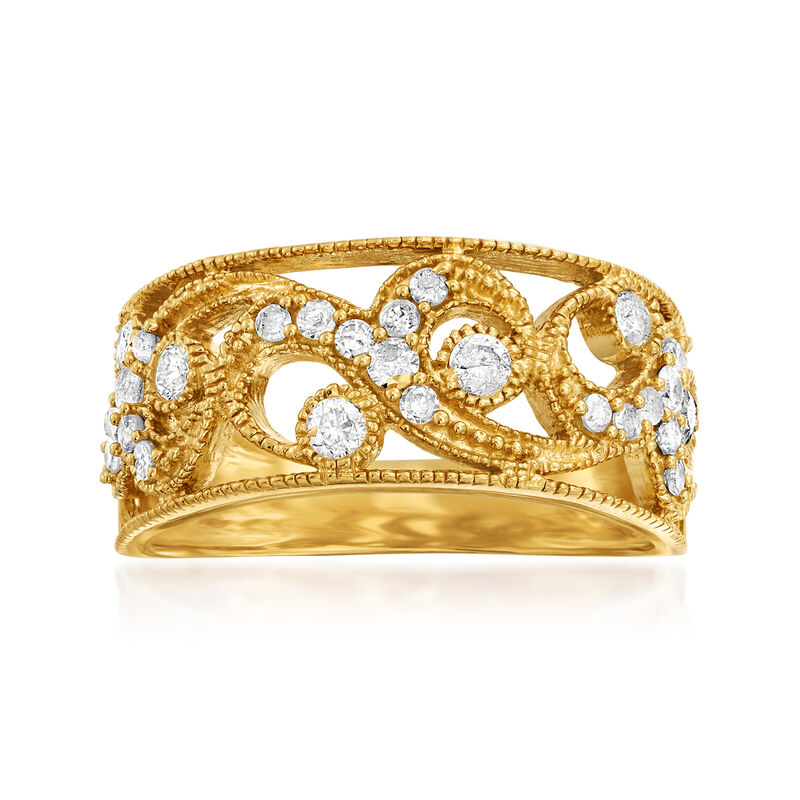 .50 ct. t.w. Diamond Swirl Openwork Ring in 18kt Gold Over Sterling image number 0