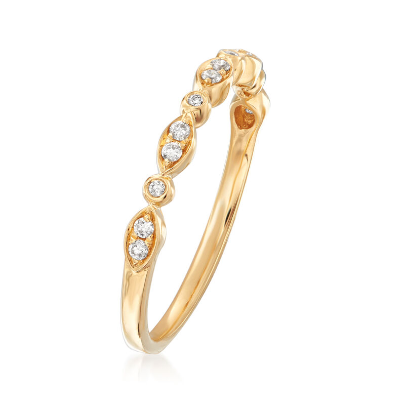 Henri Daussi .11 ct. t.w. Diamond Wedding Ring in 14kt Yellow Gold image number 2