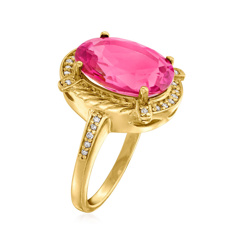 3.10 Carat Pink Topaz and .10 ct. t.w. White Topaz Ring in 18kt Gold Over Sterling image number 2
