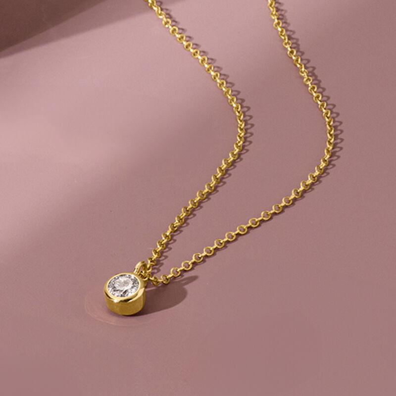 .20 Carat Bezel-Set Diamond Solitaire Necklace in 14kt Yellow Gold image number 2