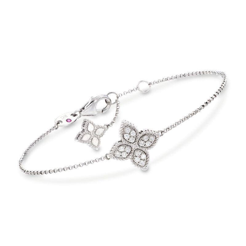 Roberto Coin &quot;Princess&quot; .17 ct. t.w. Diamond Flower Bracelet in 18kt White Gold image number 0