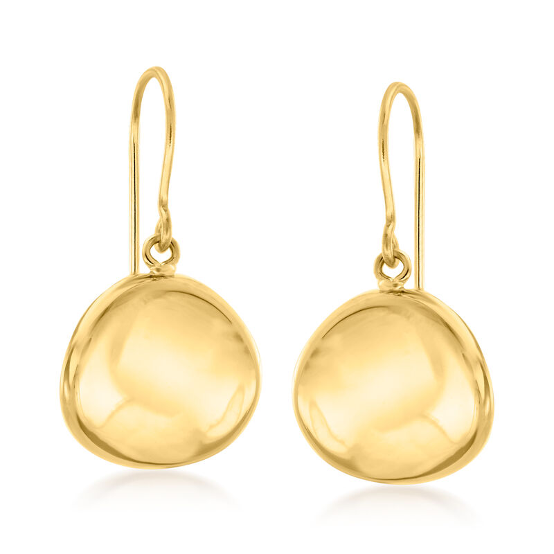 14kt Yellow Gold Disc Drop Earrings image number 0