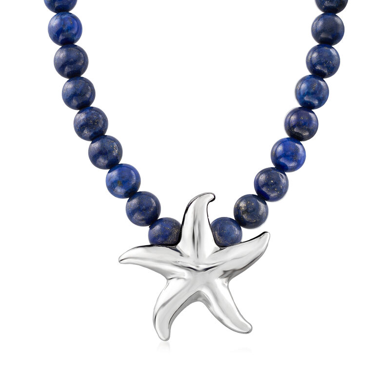 Lapis Starfish Necklace in Sterling Silver image number 0