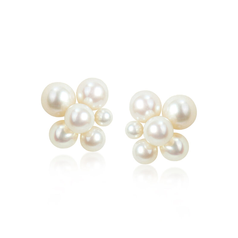 2.5-5.5mm Cultured Pearl Cluster Earrings in 14kt Yellow Gold  image number 0